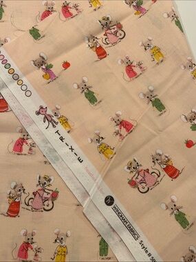 Windham Fabrics Trixie Heather Ross Country Mouse City Mouse  -Blush
